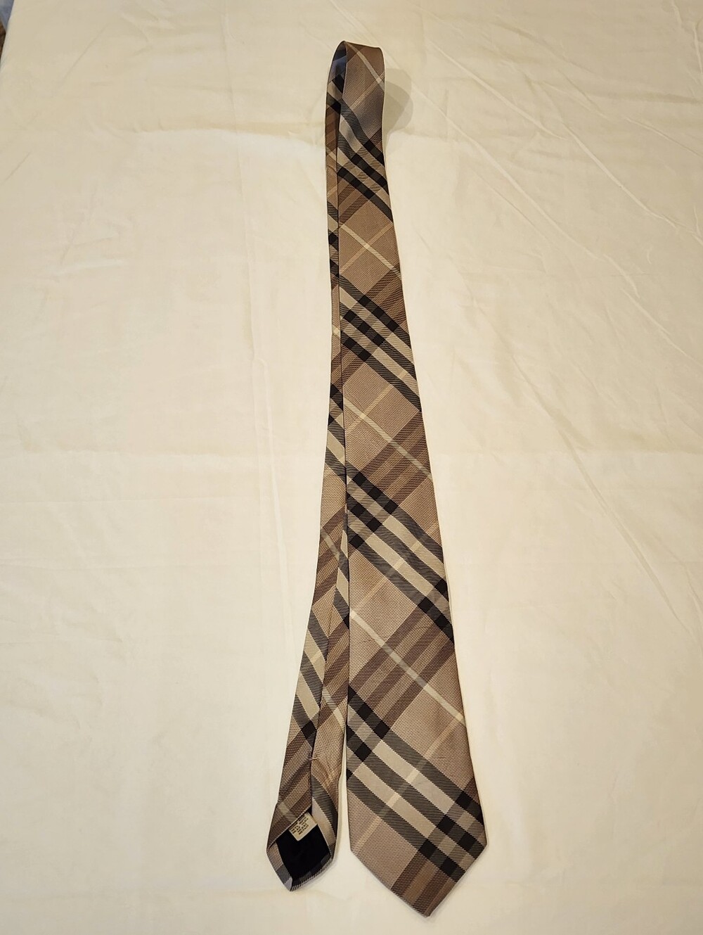 Burberry Taupe and Black Plaid Silk Tie - Picture 2 of 10